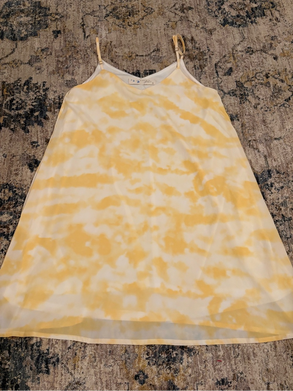 Anthropologie Her Entire Name Says Grace Slip Dress Small Yellow/ White Tie Dye